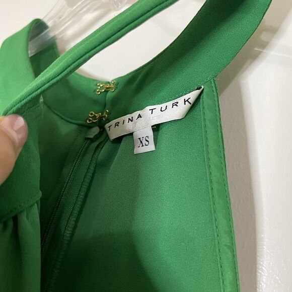 Trina Turk Green halter sleeveless flowy blouse top size XS - Picture 2 of 6